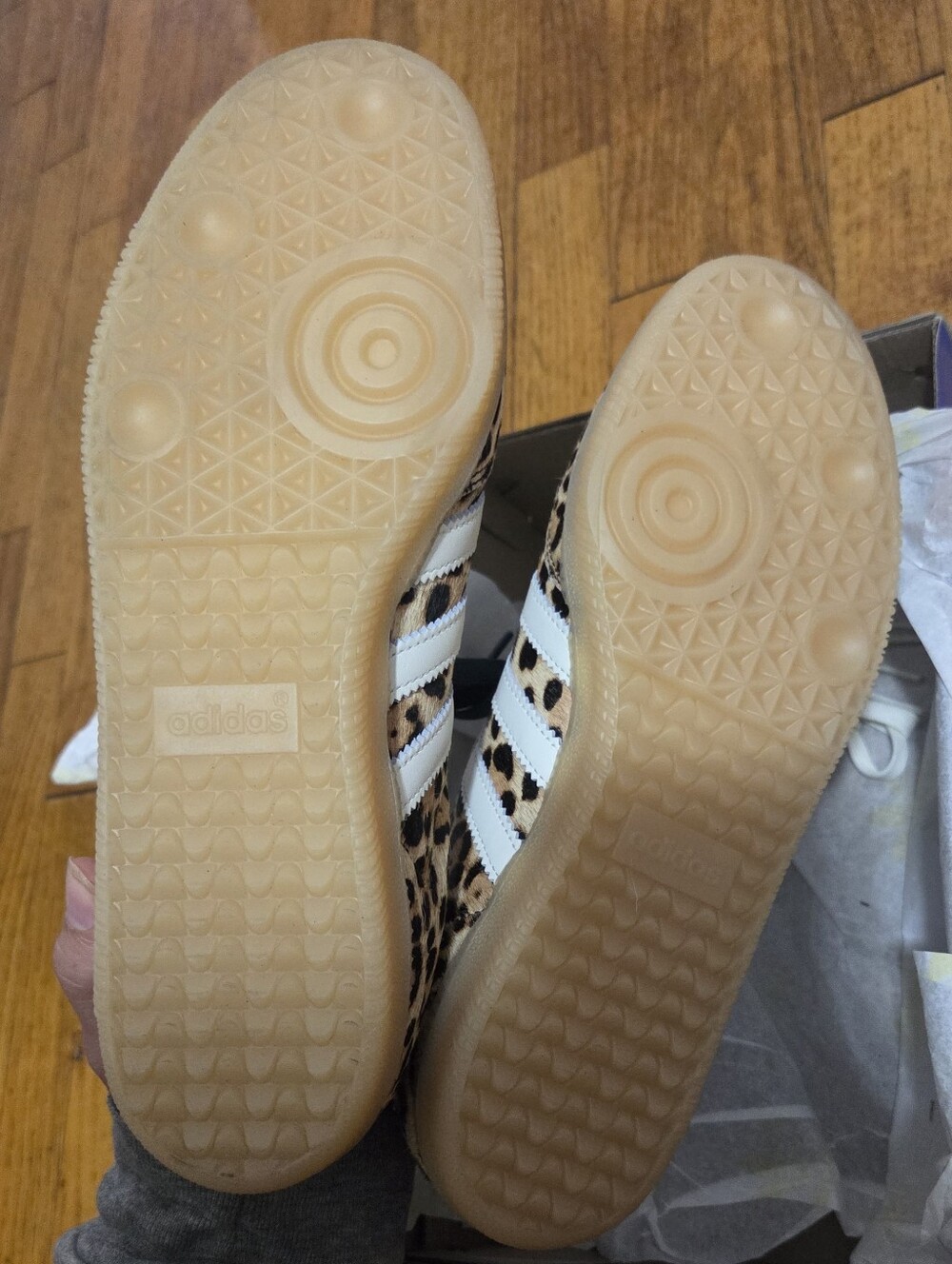adidas OG Samba Women's Leopard Print Sneakers in Tan and Black - Picture 3 of 5